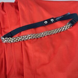 Y2k Express Silver Waist Chain Belt, Body Chains Heavy Stretch S/M Classy
